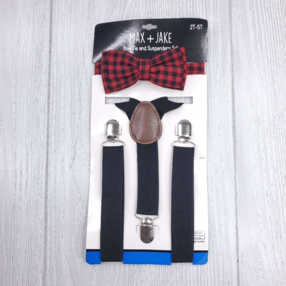Max + Jake Plaid Bow Tie & Suspenders Set